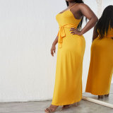 Spring/Summer Plus Size Belt Slim Fit Strap Long Dress