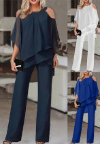 Women's Fashion Solid Color Loose Casual Bat Sleeves Irregular Two Piece Set Women's Fashion Solid Color Loose Casual Bat Sleeves Irregular Two Piece Set