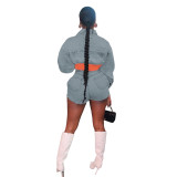 Fashionable Denim Suit Casual Denim Jacket Shorts Set
