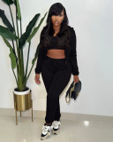 Women's Fleece Hoodies Hooded Sports Casual Three-Piece Tracksuit