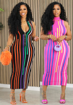 Sexy Slim Zipper Digital Print Sleeveless Bodycon Dress Night Club Wear Sexy Slim Zipper Digital Print Sleeveless Bodycon Dress Night Club Wear