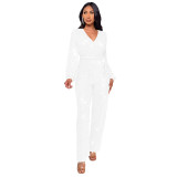 Fashion Casual Long Sleeve Belt Sequin Jumpsuit Women's Clothing