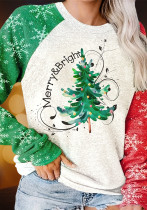 Christmas Women Autumn Letter Print Long Sleeve Round Neck T-Shirt