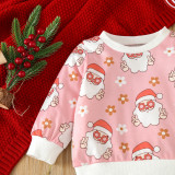 Christmas Girl cartoon Santa Claus printed long-sleeved Top and Pant two-piece set