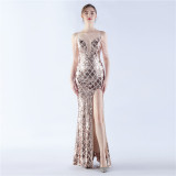 Women Herringbone Lace-Up Symphony Beaded Evening Dress