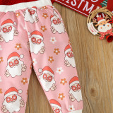 Christmas Girl cartoon Santa Claus printed long-sleeved Top and Pant two-piece set