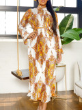 Women Autumn Printed Long Sleeve African Dress