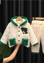 Boy winter coral velvet two-piece set Boy winter coral velvet two-piece set