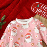 Christmas Girl cartoon Santa Claus printed long-sleeved Top and Pant two-piece set