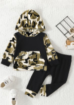 Boy Scout Green Camouflage Hooded Top + Pants Two-piece Set Boy Scout Green Camouflage Hooded Top + Pants Two-piece Set
