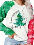 Christmas Women Autumn Letter Print Long Sleeve Round Neck T-Shirt