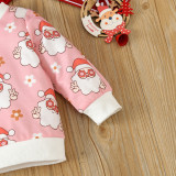 Christmas Girl cartoon Santa Claus printed long-sleeved Top and Pant two-piece set