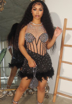 Summer Women's Sexy Mesh Patchwork Beaded Dress For Women Summer Women's Sexy Mesh Patchwork Beaded Dress For Women