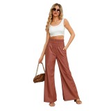Autumn And Winter Fashion Street High Waisted Wide Leg Pu Leather Women's Pants