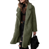 Autumn And Winter Long-Sleeved Turndown Collar Women's Plush Long Coat