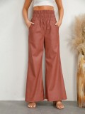 Autumn And Winter Fashion Street High Waisted Wide Leg Pu Leather Women's Pants