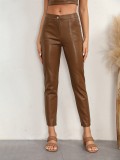 Autumn And Winter Fashionable Low-Waist Slim Fit Leather Pants