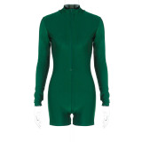 Women's Autumn Fashion Zipper Slim Long Sleeve Jumpsuit