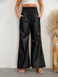 Autumn And Winter Fashion Street High Waisted Wide Leg Pu Leather Women's Pants