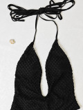 Sexy Mesh Solid Color Bikini One-Piece Swimsuit For Women