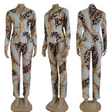 Women's Autumn Fashion Chain Print Chic Blazer Two-Piece Set