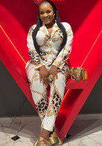 Women's Autumn Fashion Chain Print Chic Blazer Two-Piece Set