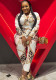Women's Autumn Fashion Chain Print Chic Blazer Two-Piece Set