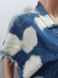 Autumn And Winter Fashion Washed Patchwork Chain Denim Jacket For Women