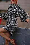 Spring And Autumn Fashionable Polka Dot Print Dress For Women