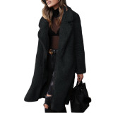 Autumn And Winter Long-Sleeved Turndown Collar Women's Plush Long Coat