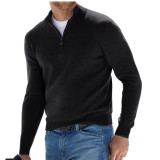 Men's Autumn Long Sleeve V-Neck Zipper Casual Top