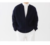 Men's Casual Solid Round Neck Knitting Cardigan Jacket