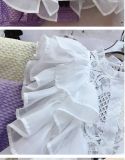 Women Summer French Ruffle Patchwork Crochet Hollow Stand Collar Lace Shirt