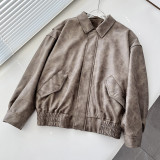 Women American Retro Loose PU-Leather Flight Jacket