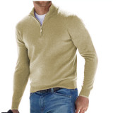 Men's Autumn Long Sleeve V-Neck Zipper Casual Top