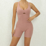 Women Crossover Tank Adjustable Hollow One-piece Yoga Suit Jumpsuit