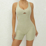 Women Crossover Tank Adjustable Hollow One-piece Yoga Suit Jumpsuit