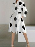Women Autumn Long Sleeve V-Neck Printed Dress