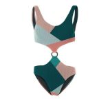 Women mesh Mesh Skirt color block one-piece bikini Swimwear two-piece set