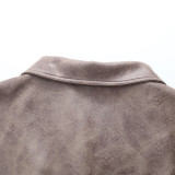 Women American Retro Loose PU-Leather Flight Jacket