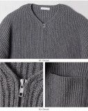Men's Casual Solid Round Neck Knitting Cardigan Jacket