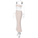 Women sexy lace Patchwork Top and Skirt two-piece set