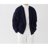 Men's Casual Solid Round Neck Knitting Cardigan Jacket