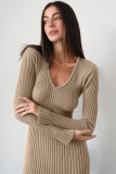 Women Bell Bottom Ribbed Knitting Dress