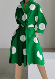 Women Autumn Long Sleeve V-Neck Printed Dress