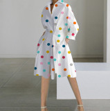 Women Autumn Long Sleeve V-Neck Printed Dress