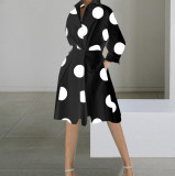 Women Autumn Long Sleeve V-Neck Printed Dress