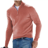 Men's Autumn Long Sleeve V-Neck Zipper Casual Top