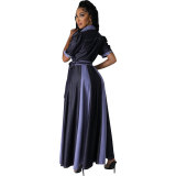Women Contrast Color Short Sleeve Casual Dress