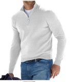 Men's Autumn Long Sleeve V-Neck Zipper Casual Top
